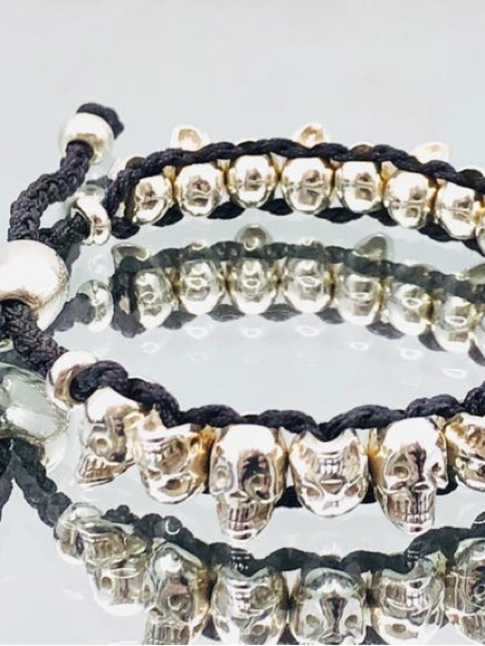 Vintage Links of London Sterling Silver Black Skull Friendship Bracelet - Picture 5 of 11